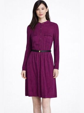 TORY BURCH Hadley 100% Rayon Shirt Dress Front Chest Pockets Gold Buttons Sz XS